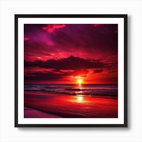 Sunset On The Beach 1079 Art Print