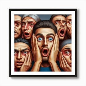 Group Of Surprised Faces Art Print