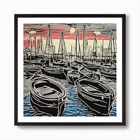 Boats In The Harbor Art Print