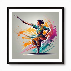 Karate Girl - Martial Arts - Bo Staff 3 Art Print