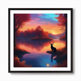 Deer In The Forest 10 Art Print