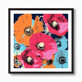 Andy Warhol Style Pop Art Flowers Anemone 3 Square Art Print