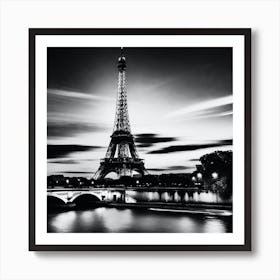 Black And White Eiffel Tower Art Print