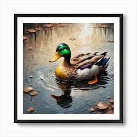 Duck In Water 1 Art Print