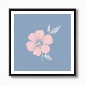 A White And Pink Flower In Minimalist Style Square Composition 230 Art Print