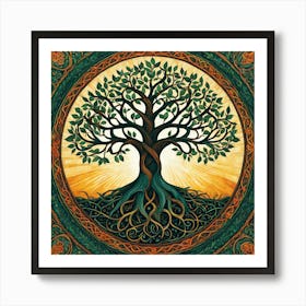 Celtic Tree Of Life, A Tree Of Life With Interconnected Roots And Branches Representing Unity And Growth 1 Art Print