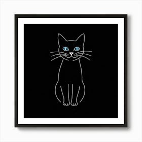 Black Cat With Blue Eyes Art Print