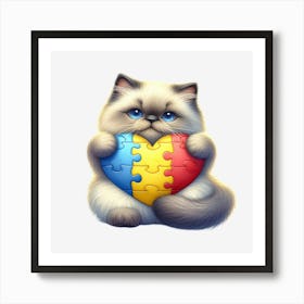 Autism Puzzle Piece Cat (Himalayan) Art Print