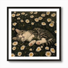 Sleeping Kitten Fairycore Painting 2 Art Print