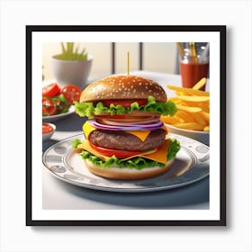 Hamburger On A Plate 179 Art Print