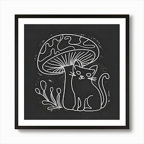 Cat And Mushroom Art Print