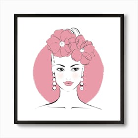 Pink Flower Lady Art Print