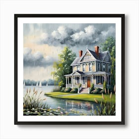 House By The Lake Art Print