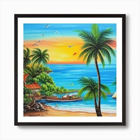 Sunset At The Beach 13 Art Print