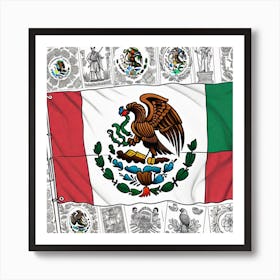 Mexican Flag 14 Art Print