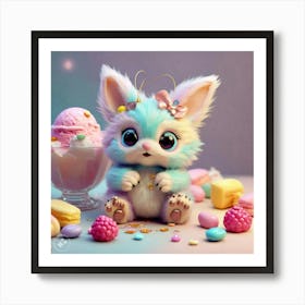 Ice Cream Bunny Art Print