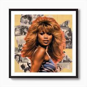 Tina Turner Retro Collage Square Poster