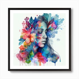 Watercolor Tropical Woman #10 Art Print