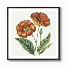 Flax3 Floral Botanical Vintage Poster Flower Art(1) Art Print