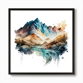 Watercolor Mountains Art Print