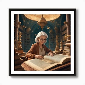 The Elderly Lady Librarian 012 Art Print