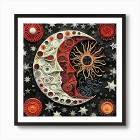 Moon And Stars Art Print