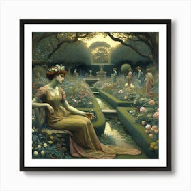 Lady In A Garden 5 Art Print