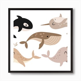 Cute Whales Art Print