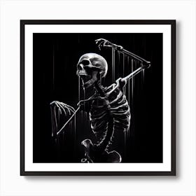 Skeleton In The Rain Art Print