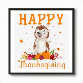 Retro Hedgehog Happy Thanksgiving Matching Family Pajamas Art Print