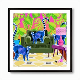 Lemurs Square Art Print