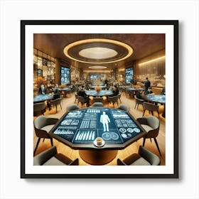 The Interior Of A Futuristic Restaurant Dining Spa Art Print