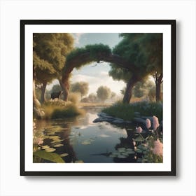 Pond In A Forest Art Print