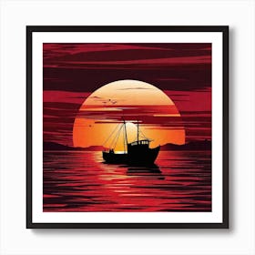 Sunset Boat 5 Art Print