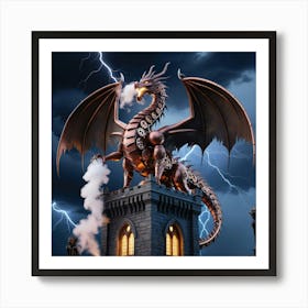 Dragon On A Tower Art Print