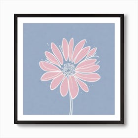 A White And Pink Flower In Minimalist Style Square Composition 121 Art Print