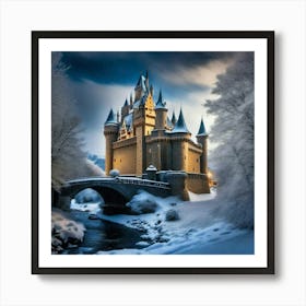 Castle on blue snow Poster