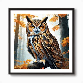 Owl In The Forest 171 Art Print