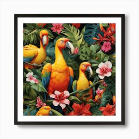 Tropical Parrots Art Print