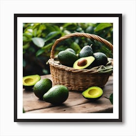 Avocados In A Basket 1 Art Print