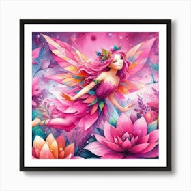 Lotus Flower Fairy Art Print