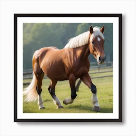 Horse Galloping In A Field Art Print