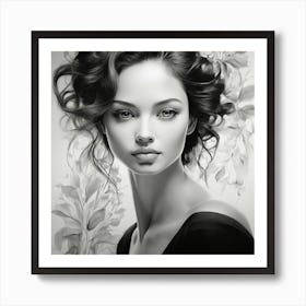 Black And White Portrait Of A Woman Art Print