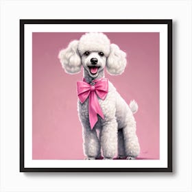 Poodle With Pink Bow Art Print