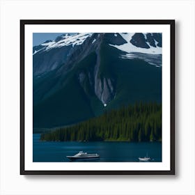 Cruise Ship Sails Past A Mountain Art Print