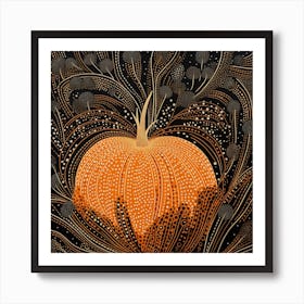 Yayoi Kusama Inspired Pumpkin Black And Orange 1 Art Print