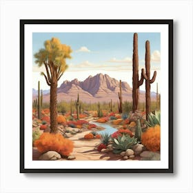 Saguaro art print Art Print