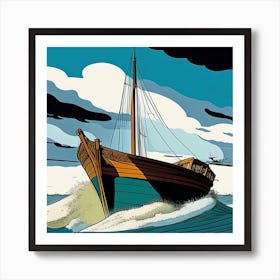 Ship In The Sea Art Print