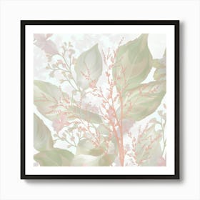 A Delicate Pastel Illustration Of Leaves And Del (1) Art Print