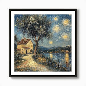 Starry Night Over Venice Van Gogh Inspired Art Print